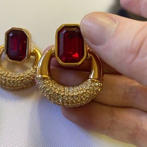 Swarovski earrings. Beautiful rich red with sparkle.